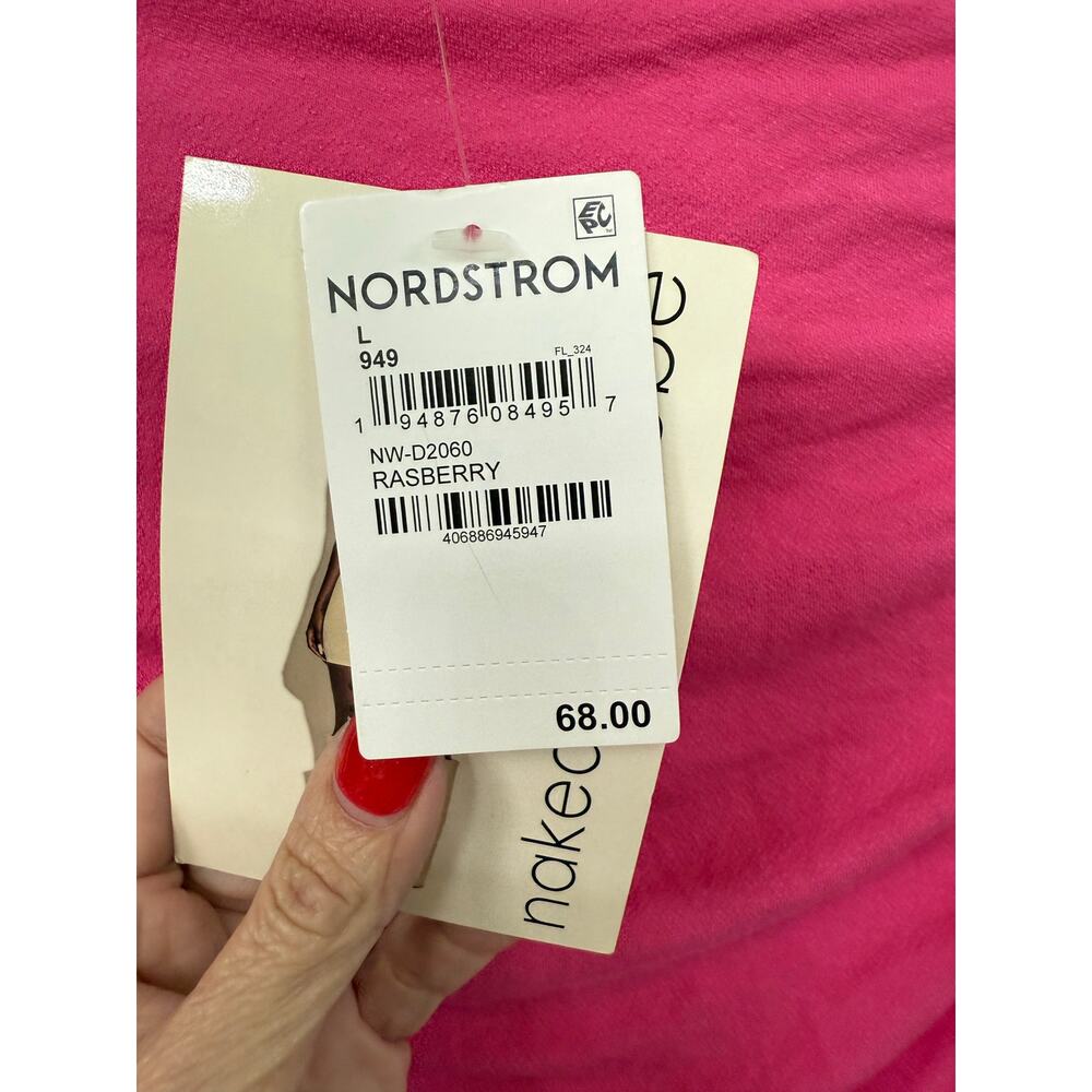 Naked Wardrobe Ruched Long Sleeve Cutout Minidress In Raspberry hot pink fuchsia - Picture 4 of 6